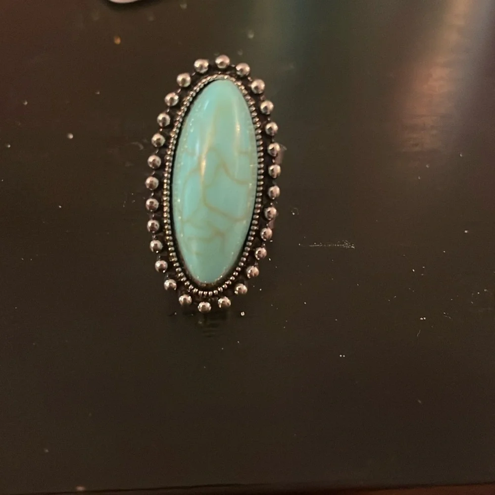 Silver Bohemian Turquoise stone Cuff Ring